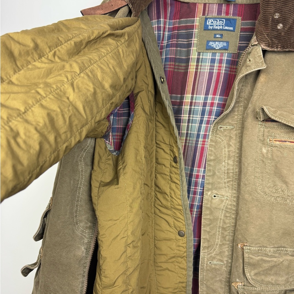POLO Ralph Lauren Olive Canvas Hunting Shooting Jacket with Removable Lining XL - Picture 6 of 16